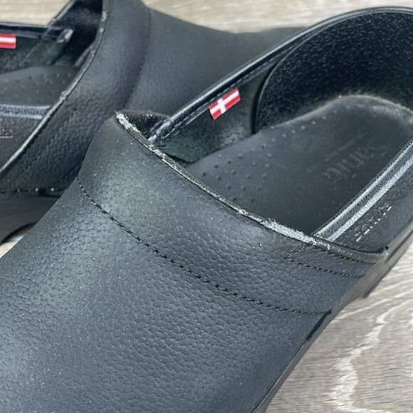 Sanita Pro Textured Black Oiled Leather Women’s 11.5/EU 42 Slip-On Mules Clogs - Picture 11 of 12